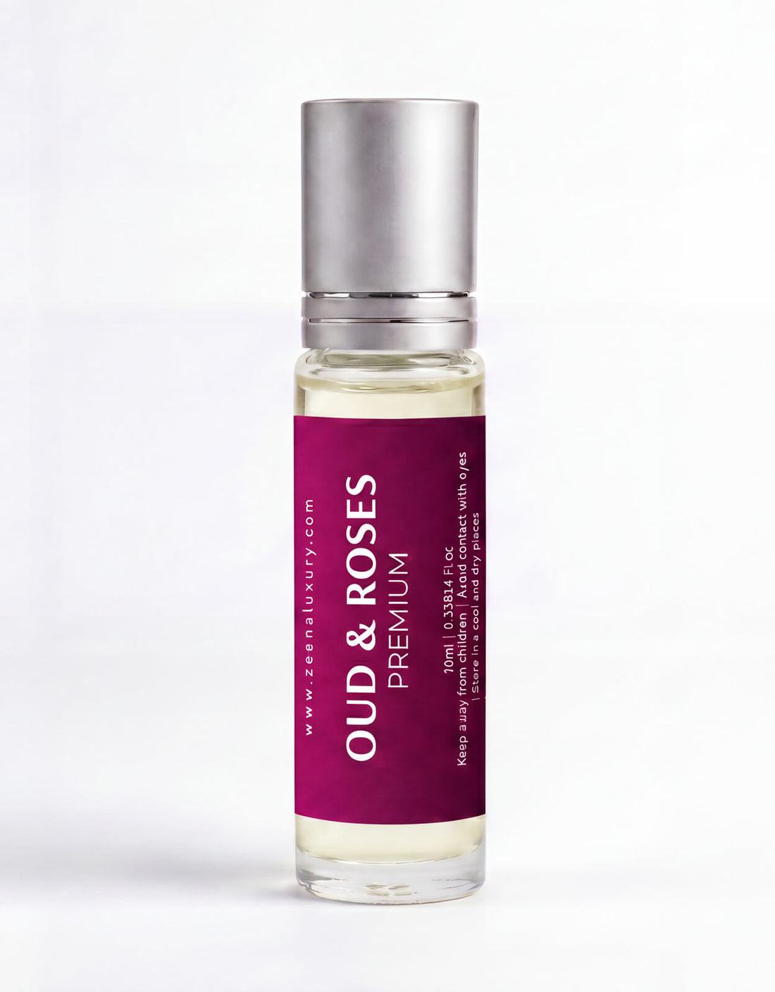 OMARO Oud & Roses Perfume Oil roll-on bottle with luxurious floral oud fragrance for women and men, alcohol-free long-lasting perfume oil.