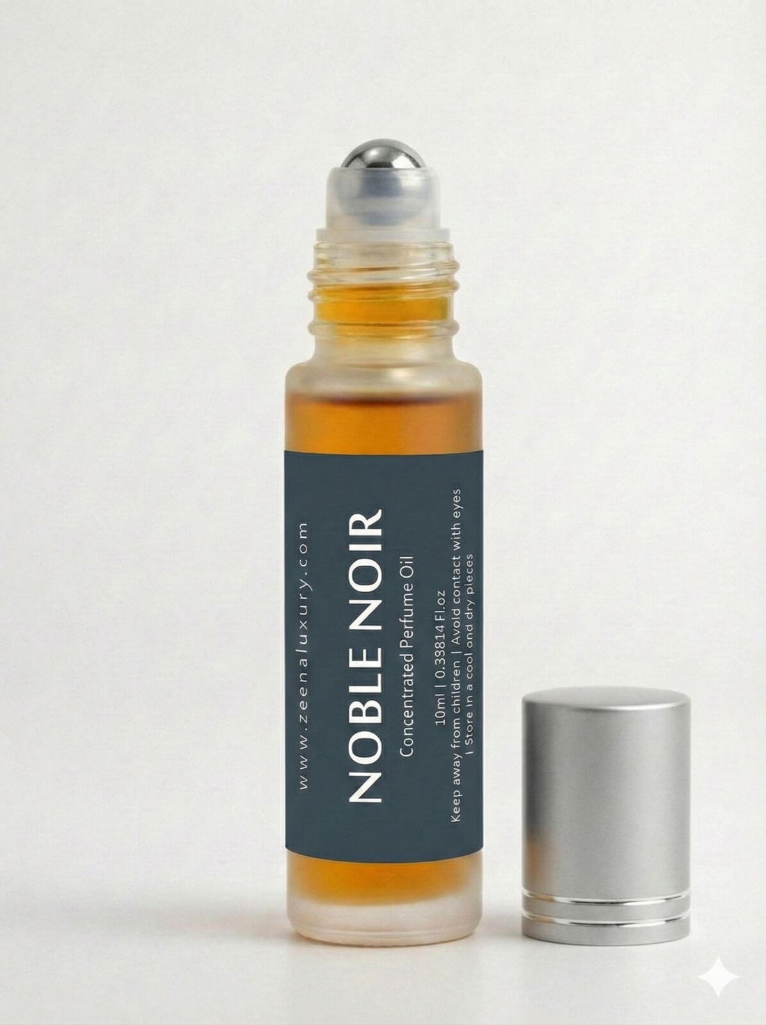Noble Noir 10ml concentrated Oud perfume oil bottle by Zeena Luxury-opened roll on bottle