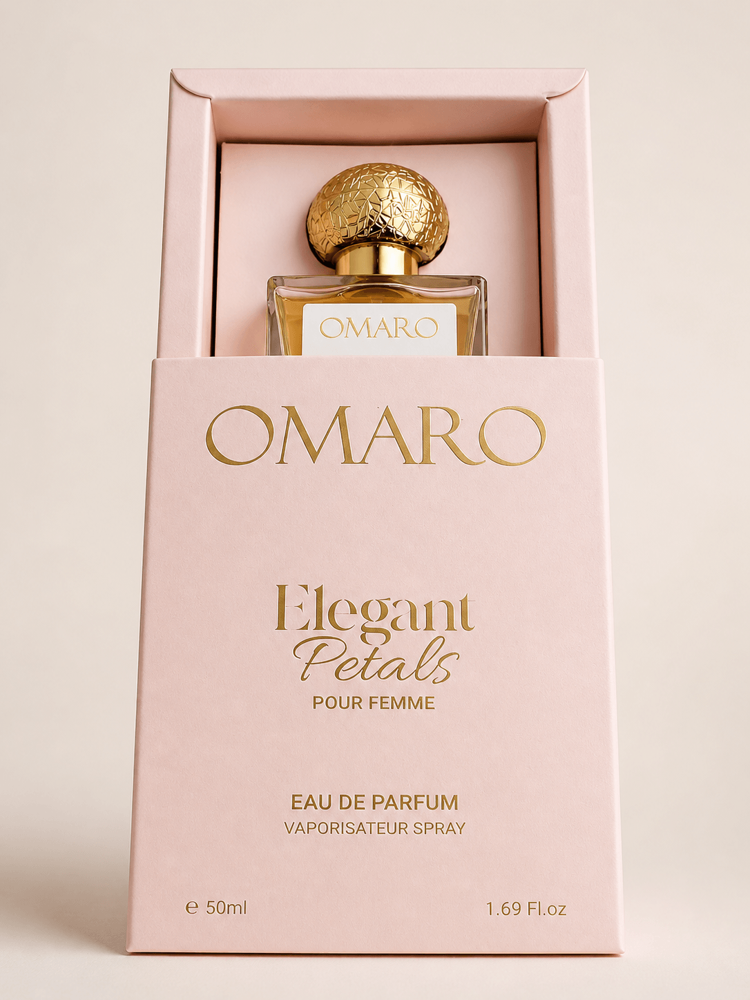 Premium pink packaging box of Elegant Petals 50ml EDP, inspired by Givenchy L'Interdit.