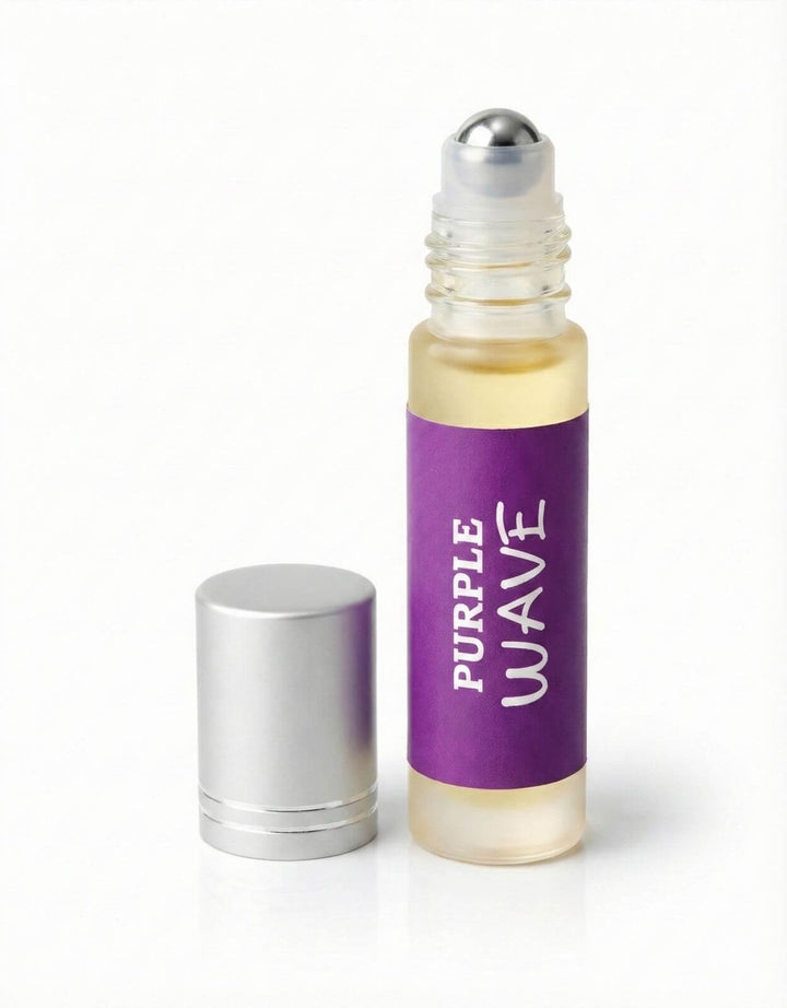 Purple Wave 10ml perfume oil bottle by Zeena Luxury inspired by Burberry Her opened bottle