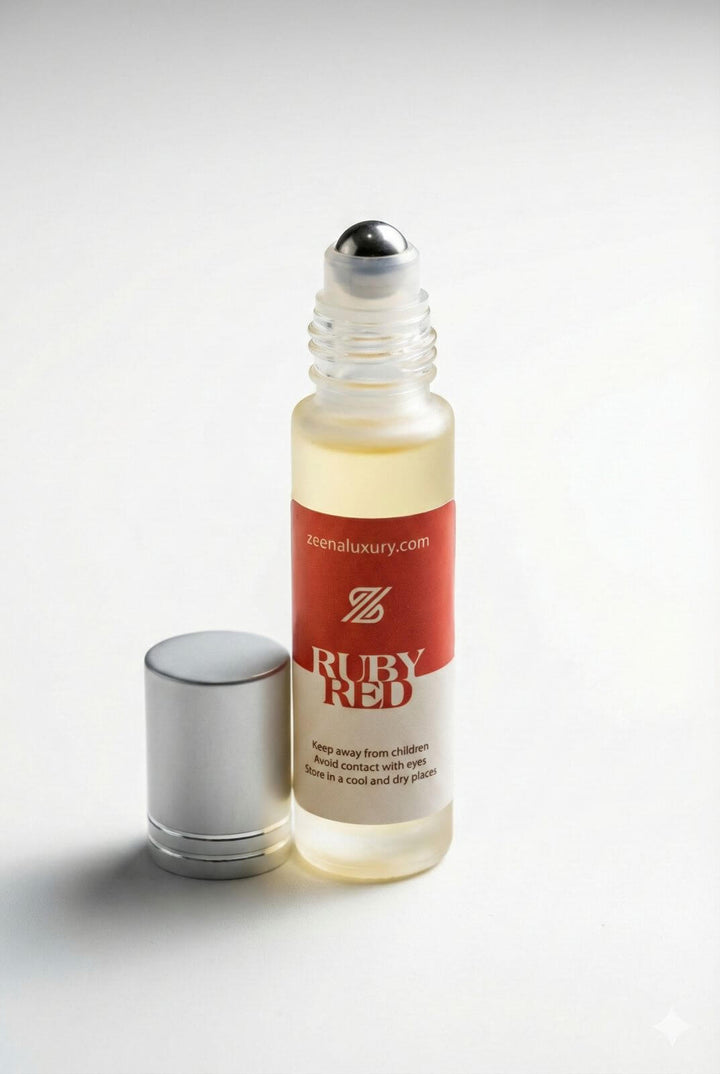 Ruby Red Long Lasting Attar bottle by Zeena Luxury, inspired by Black XS for women.